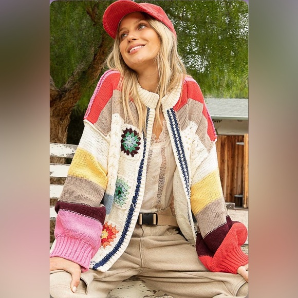 Closeout!▪️NWT POL Handmade Balloon Sleeve Patch Open Cardigan - Picture 6 of 10